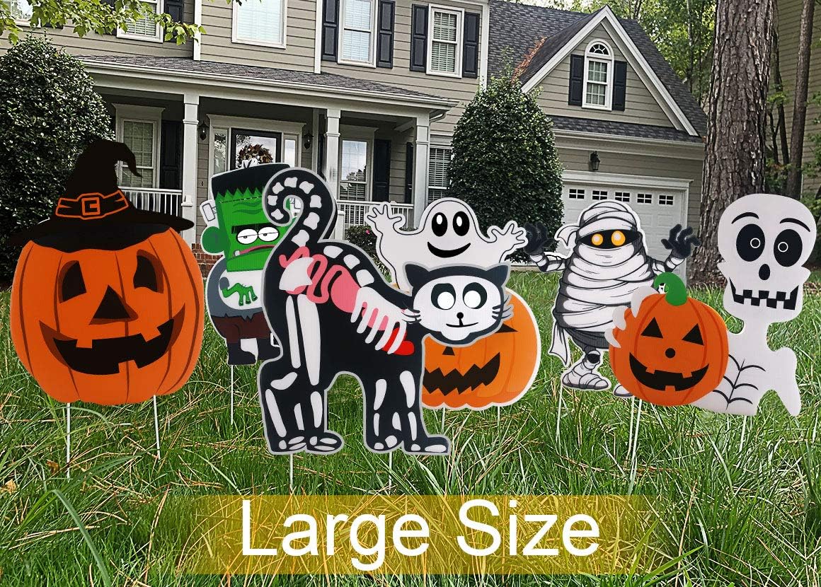 10 Letreros Halloween Fantasma Monstruo Estacas Césped