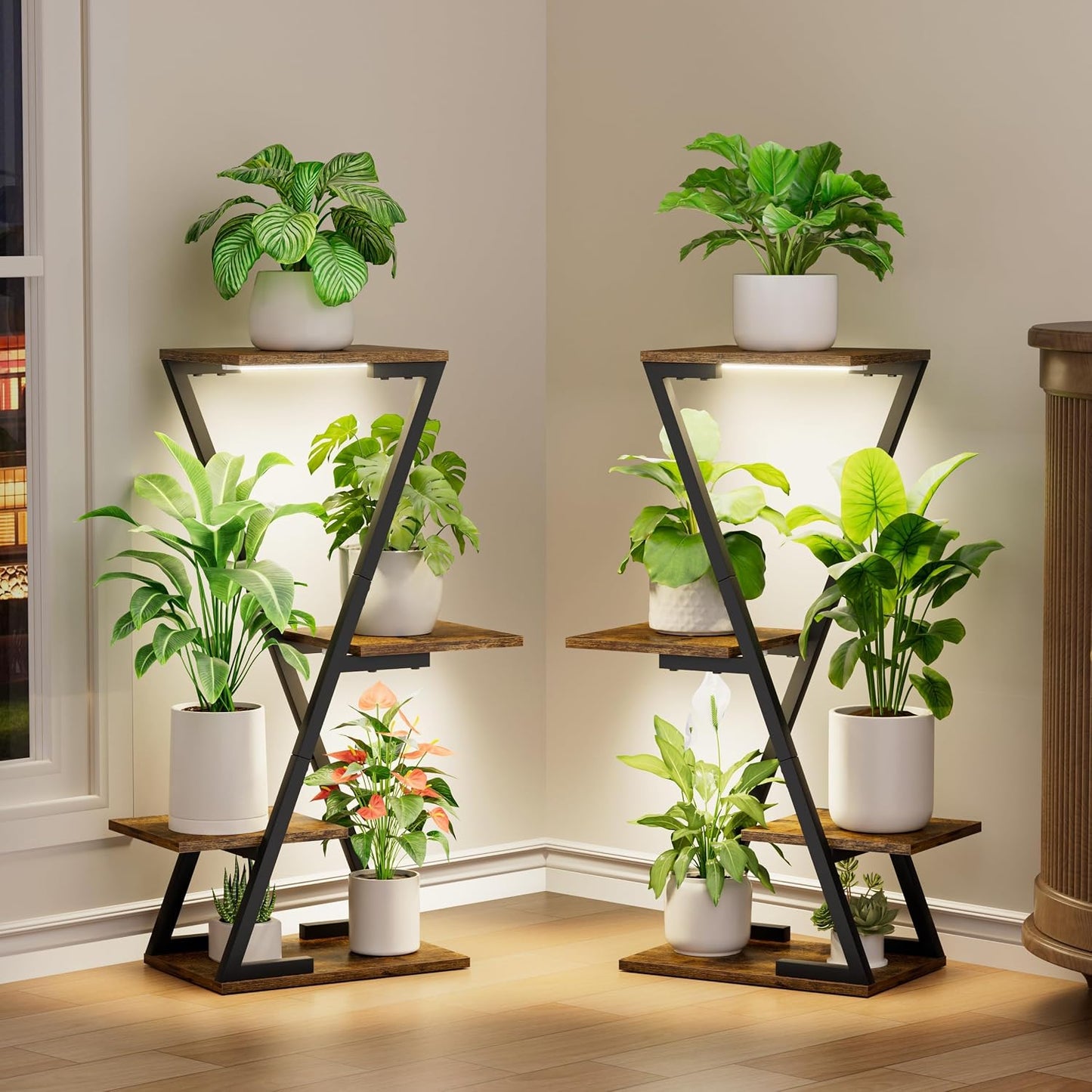 Soporte iluminado para plantas 32pulg 6 niveles sala