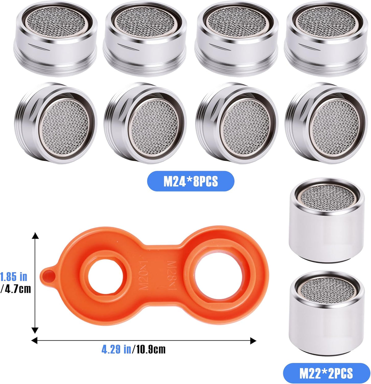 Kit aireador grifo cocina con llave M24 y M22 10 pzas