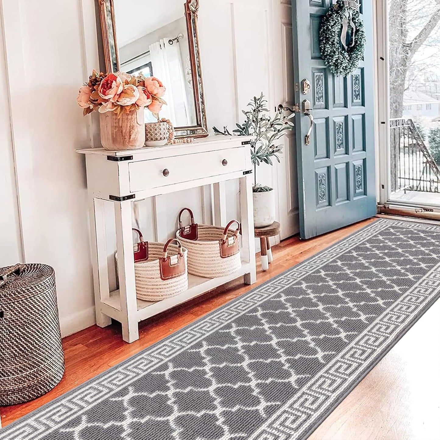 Alfombra pasillo 2x8ft antiderrap lavable para baño
