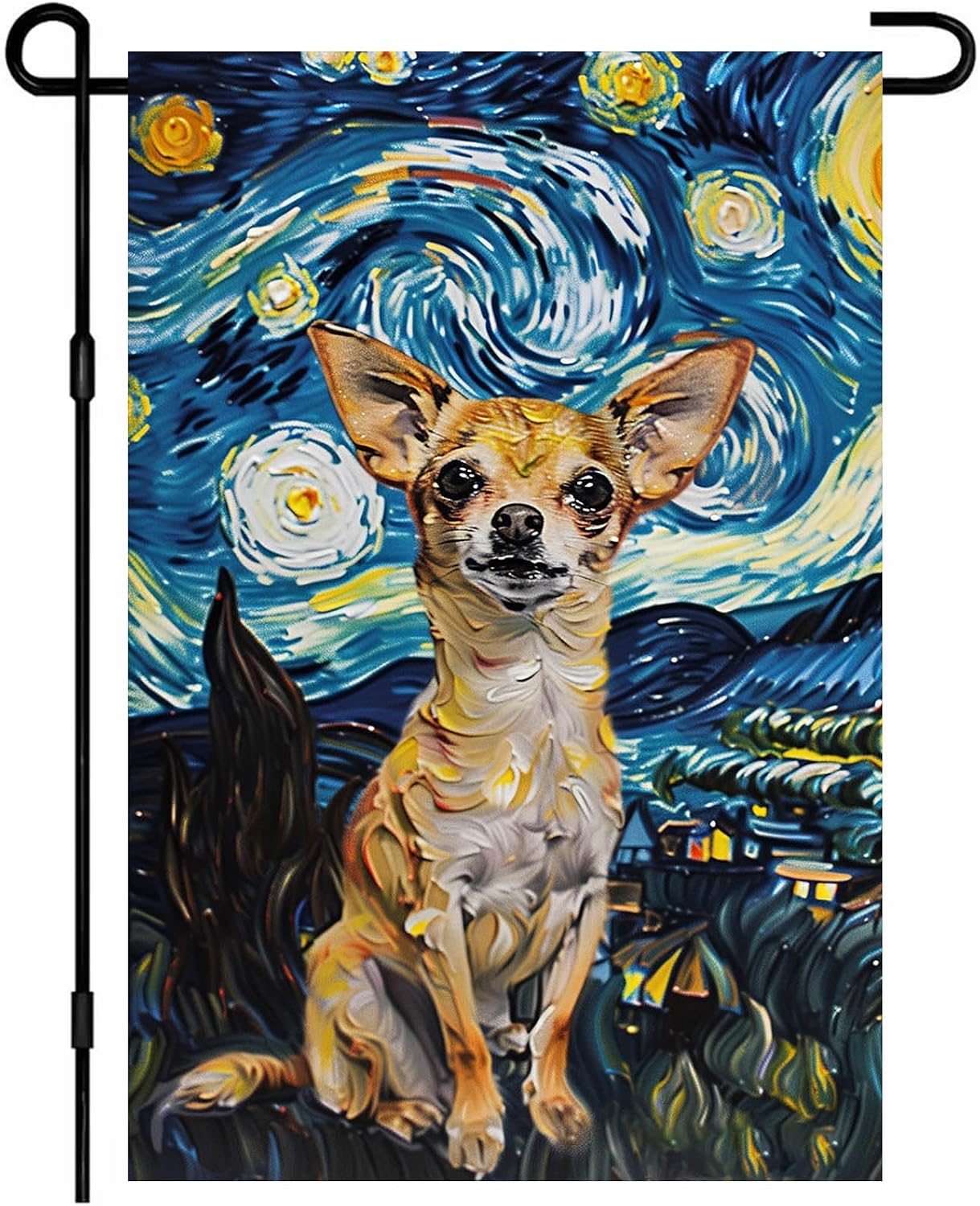 Bandera jardín Chihuahua 12x18pulg doble cara noche estrellada