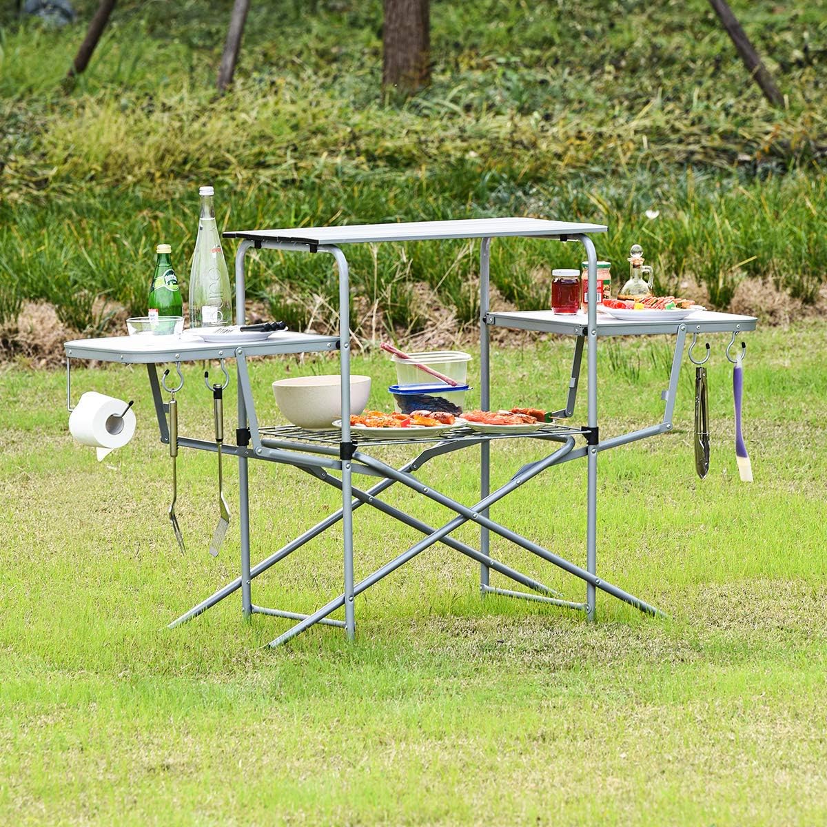 Mesa campamento plegable aluminio con bolsa transporte