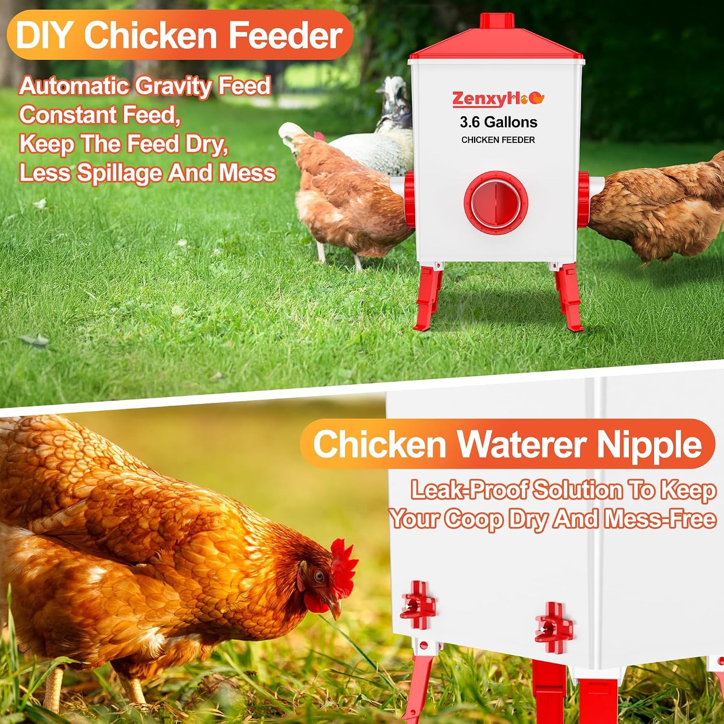 Comedero pollos 8 puertos con tetillas de agua