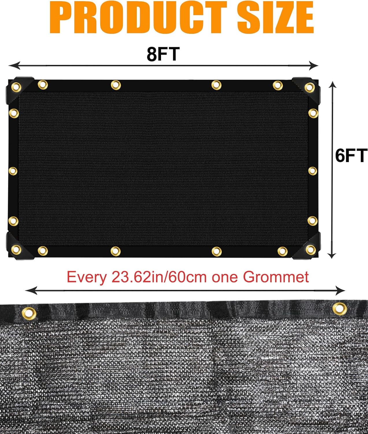 Lona malla resistente 6x8ft color negro
