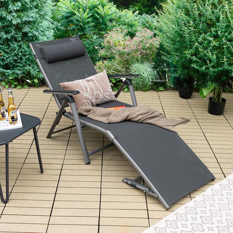 Tumbona aluminio plegable patio 8 respaldos tela secado