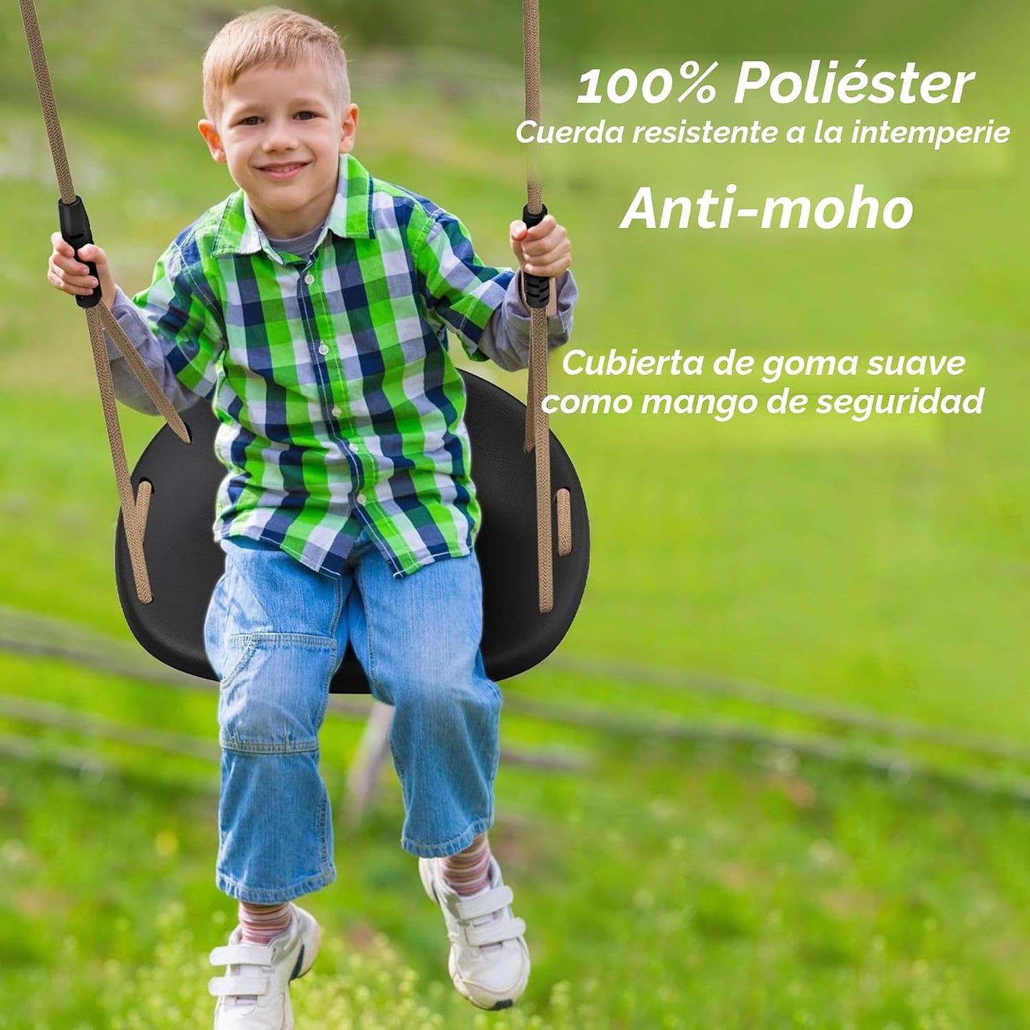 Asiento columpio resistente para adultos y niños color negro