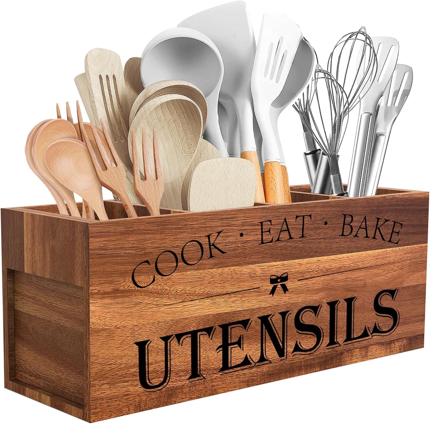 Soporte utensilios acacia 4 compartimentos cocina