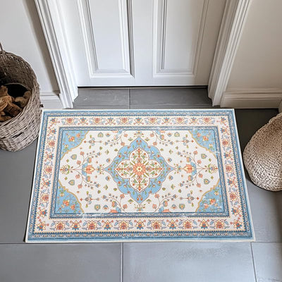 Alfombra entrada vintage 2x3pulg tapete antideslizante