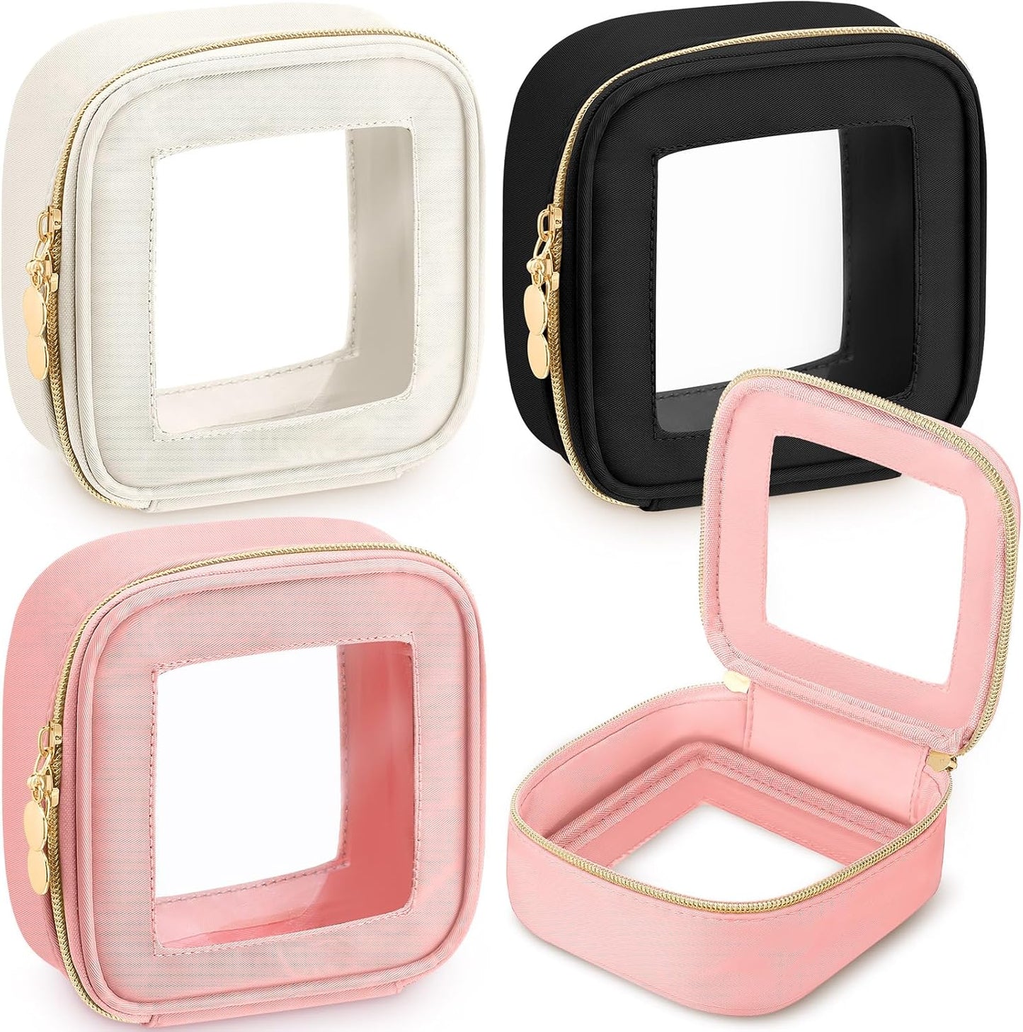 3 bolsas transparentes cosméticos viaje con cremallera