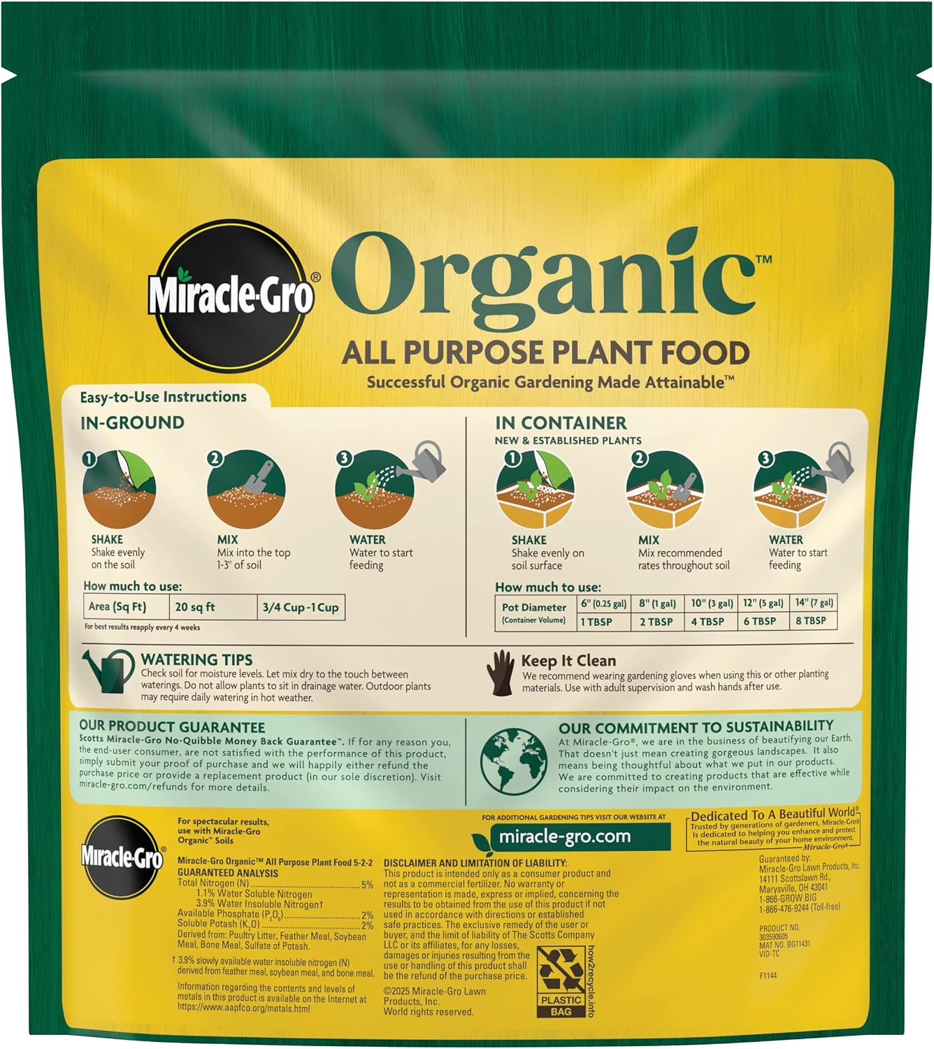 Alimento orgánico para plantas jardín 3lb paq 2
