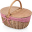 Cesta picnic tela cuadros blanco rojo