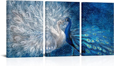 Lienzo pavo real azul y blanco para sala dormitorio