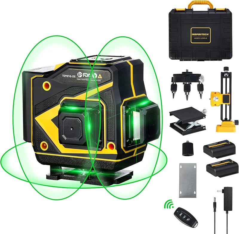 Nivel láser piso autonivelante 3x360 con baterías