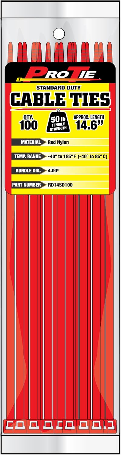 Sujetacables nailon rojo 14.6pulg 50lb paquete 100