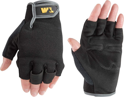 Guantes trabajo palma cuero sintético sin dedos hombre