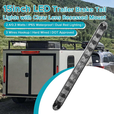 Barra luz LED remolque 15pulg luces traseras rojas IP65 set 2