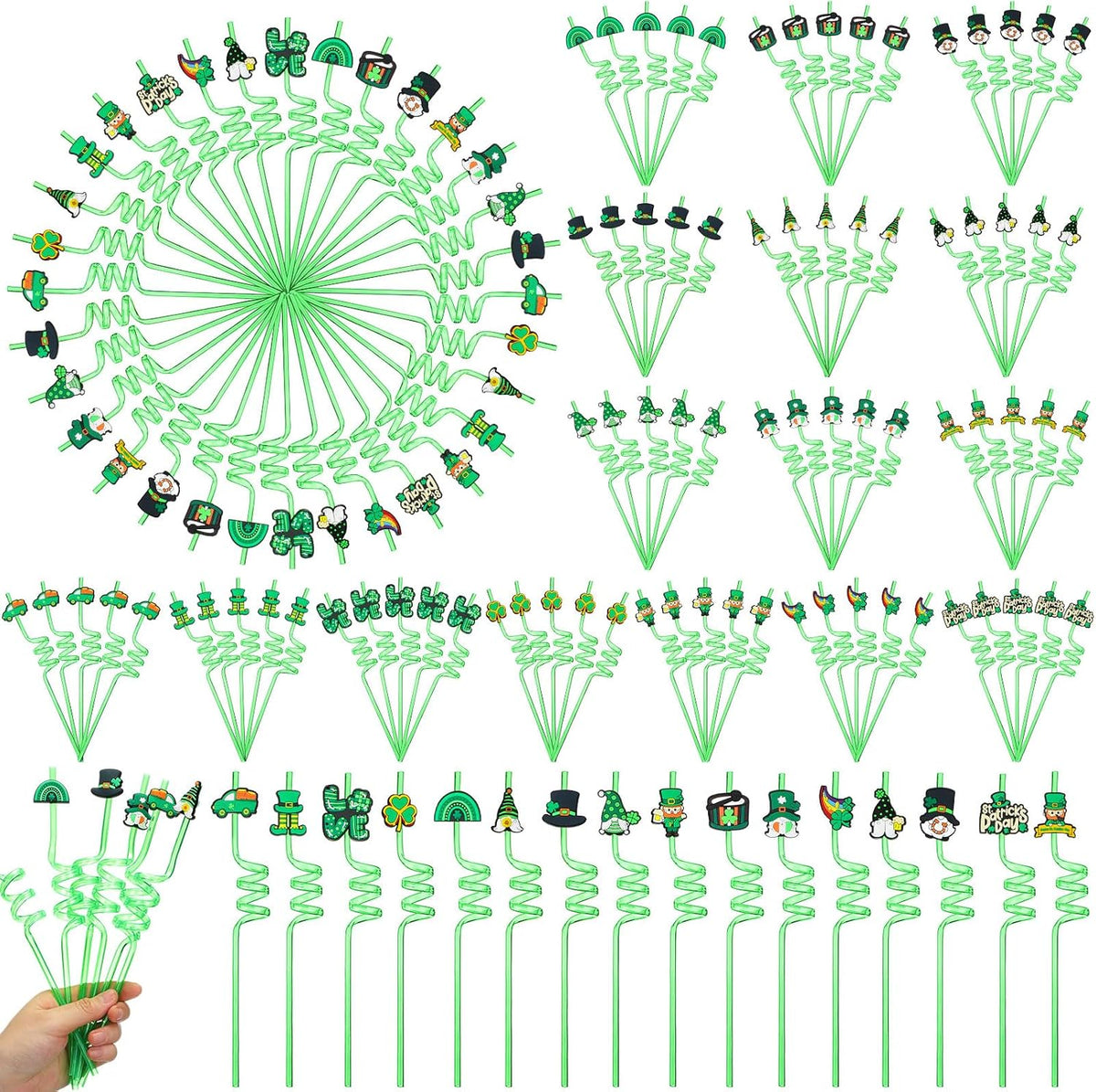 80 Popotes Plástico Reutilizables San Patricio Gnomo Decoración
