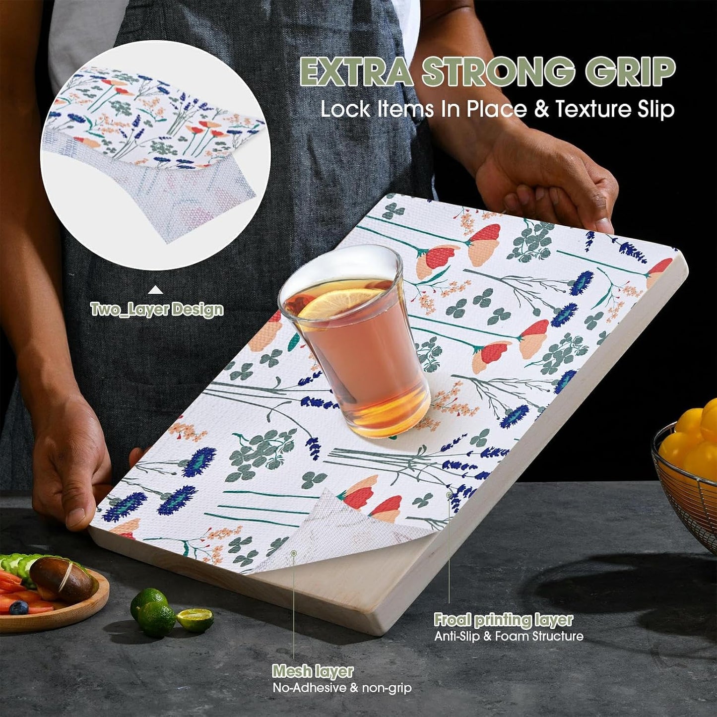 Forro antiderrap para estantes cocina 12pulg x20ft