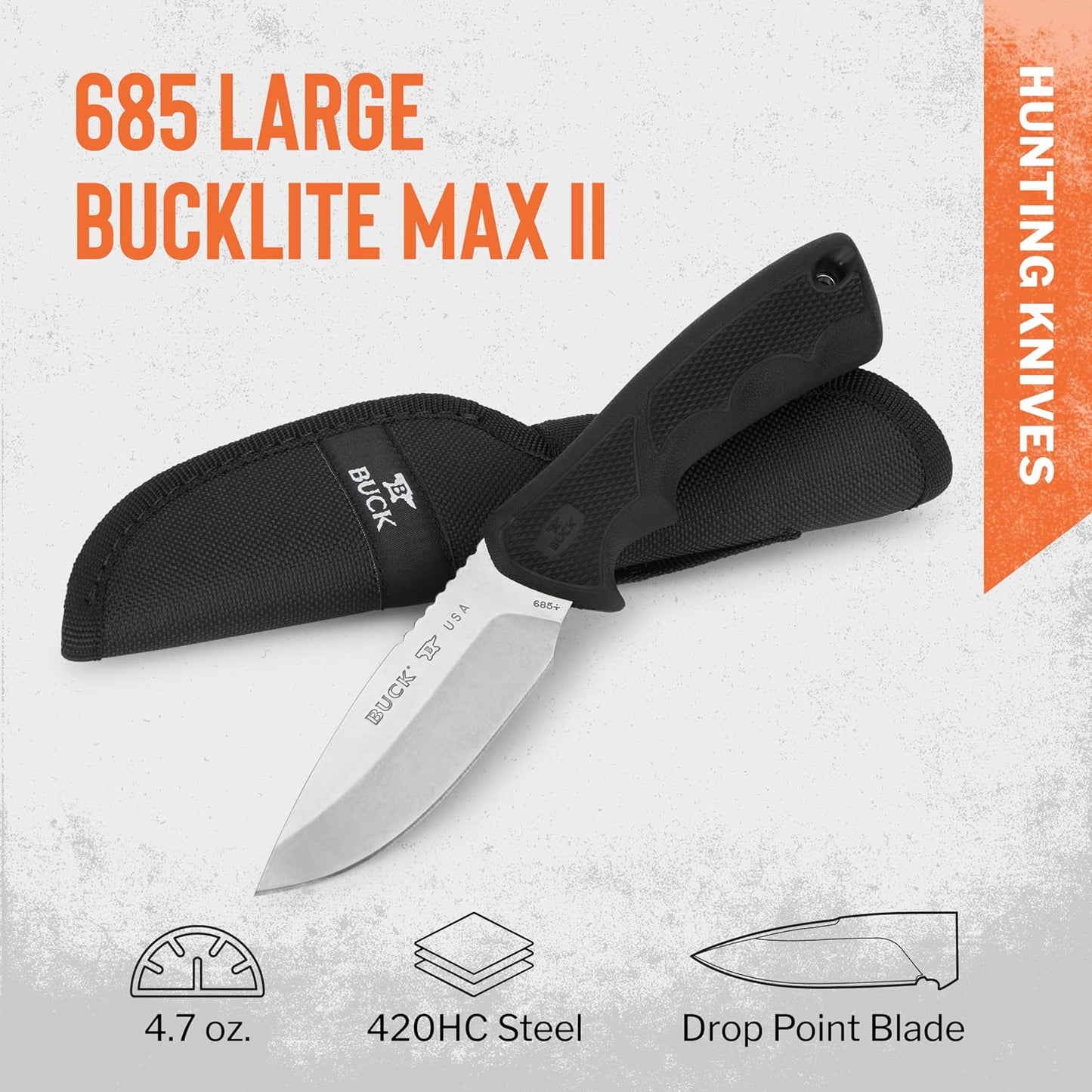 Cuchillo caza grande hoja fija 4pulg acero inox 420hc