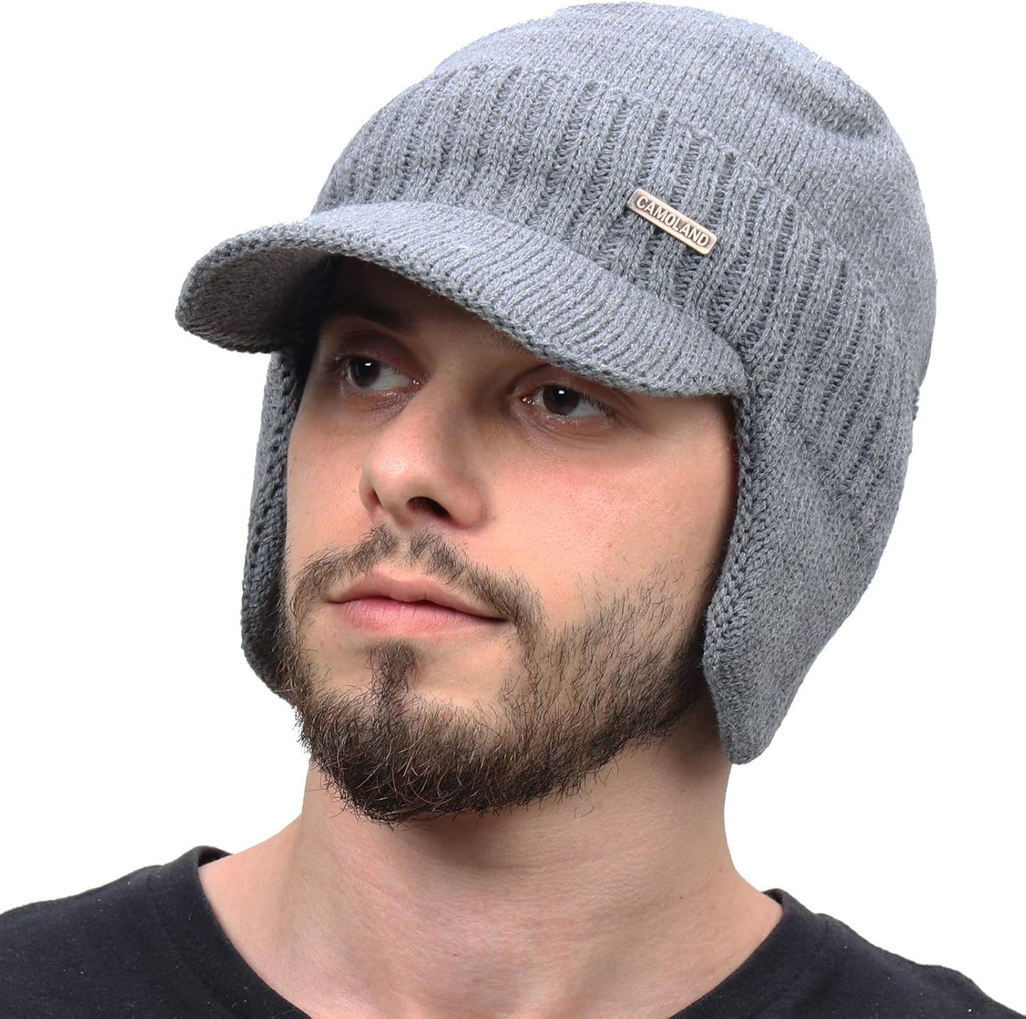Gorro invierno con visera y orejeras para hombre