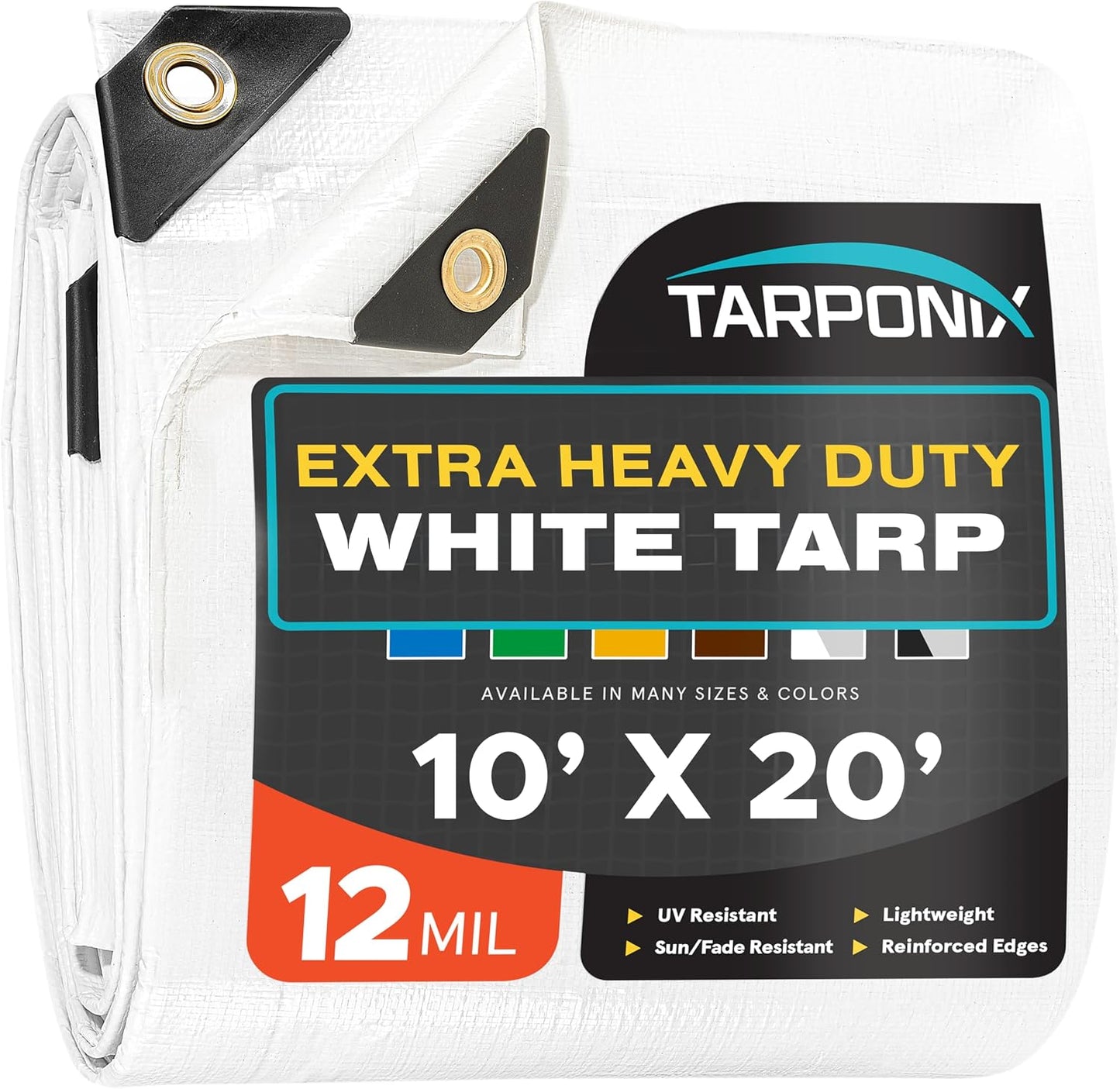 Lona polietileno blanco 10x20ft 12mil impermeable UV resistente