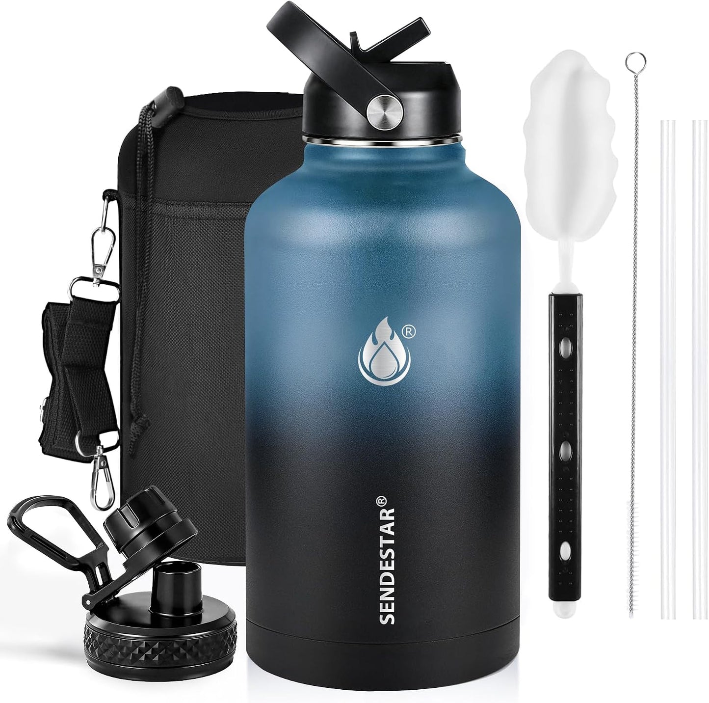 Botella agua acero inox 64oz doble pared vacío tapa