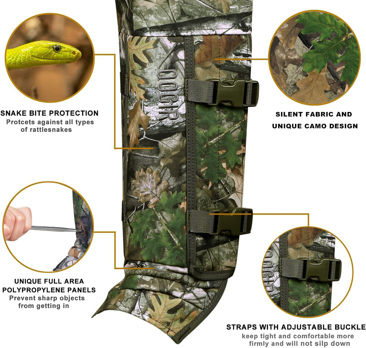 Protectores de serpiente para piernas caza con espinas