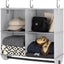 Organiz. armario colgante 4 secciones plegable gris y blanco