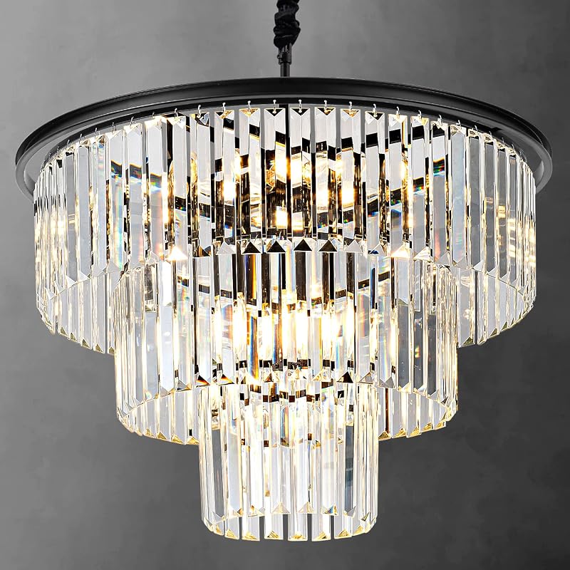 Lámpara de araña cristal negra 12 luces para comedor