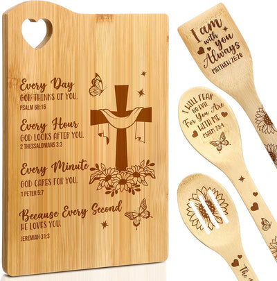4 Pzas Regalos cristianos mujer tabla cortar bambú