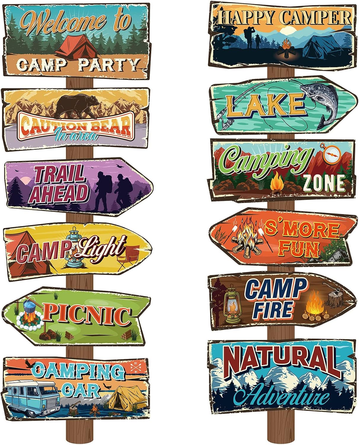 24 Carteles Fiesta Campamento Decoración Rústica Bienvenida