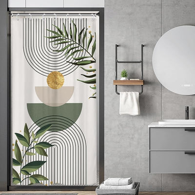Cortina ducha RV hojas verde salvia estilo bohemio 36x72pulg