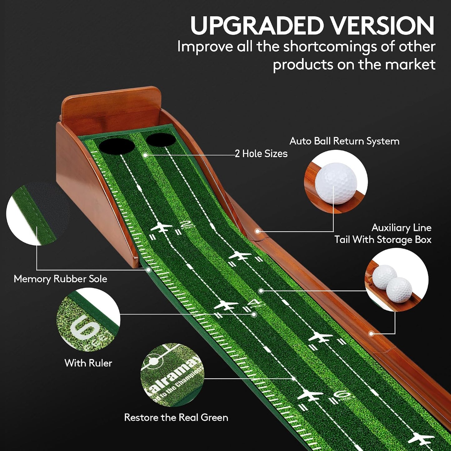 Alfombrilla golf interior con retorno automático bola