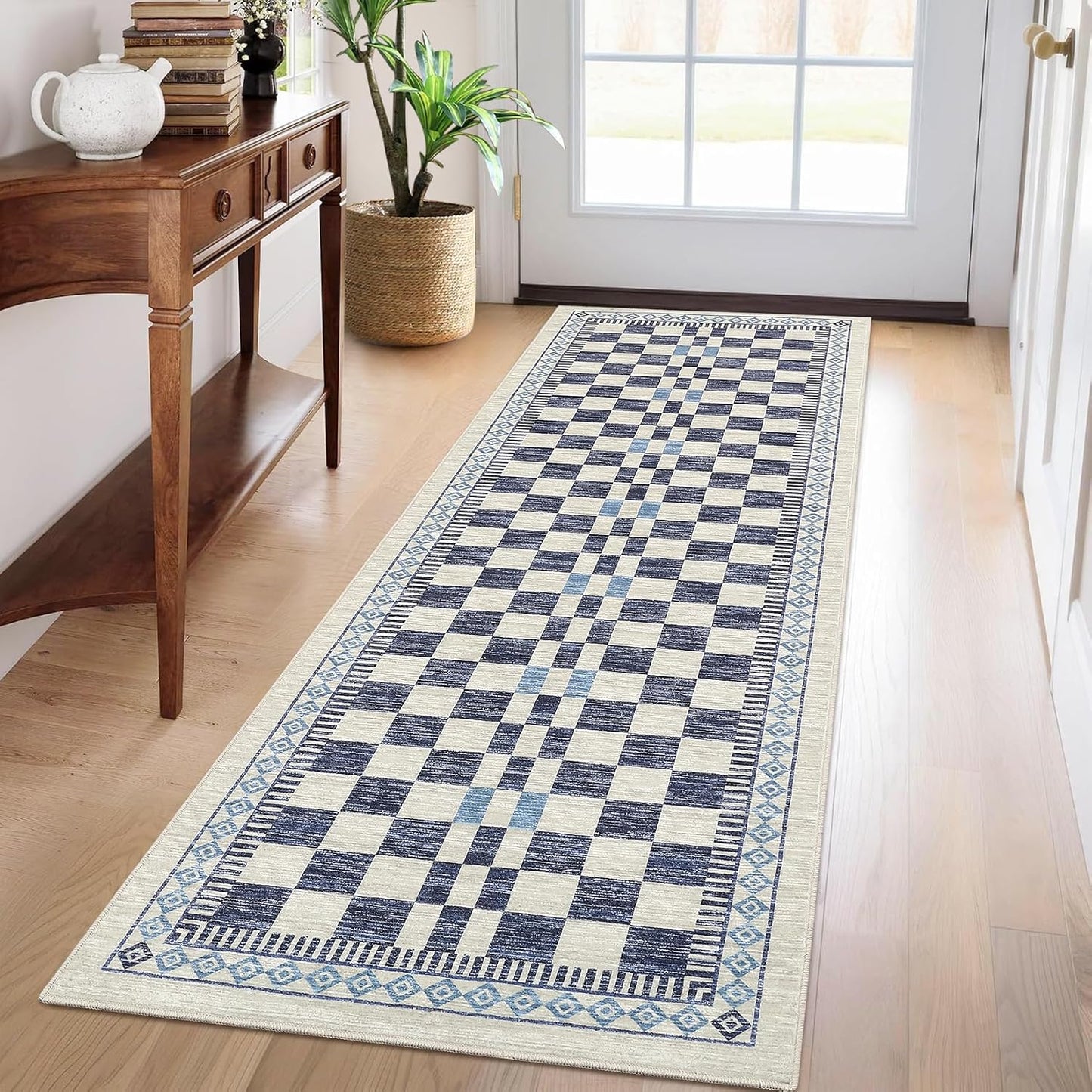 Alfombra pasillo 2x6ft antiderrap lavable moderna abstracta