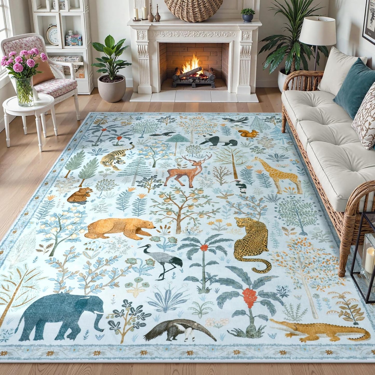 Alfombra antiderrap lavable 5x7 para dormitorio y sala