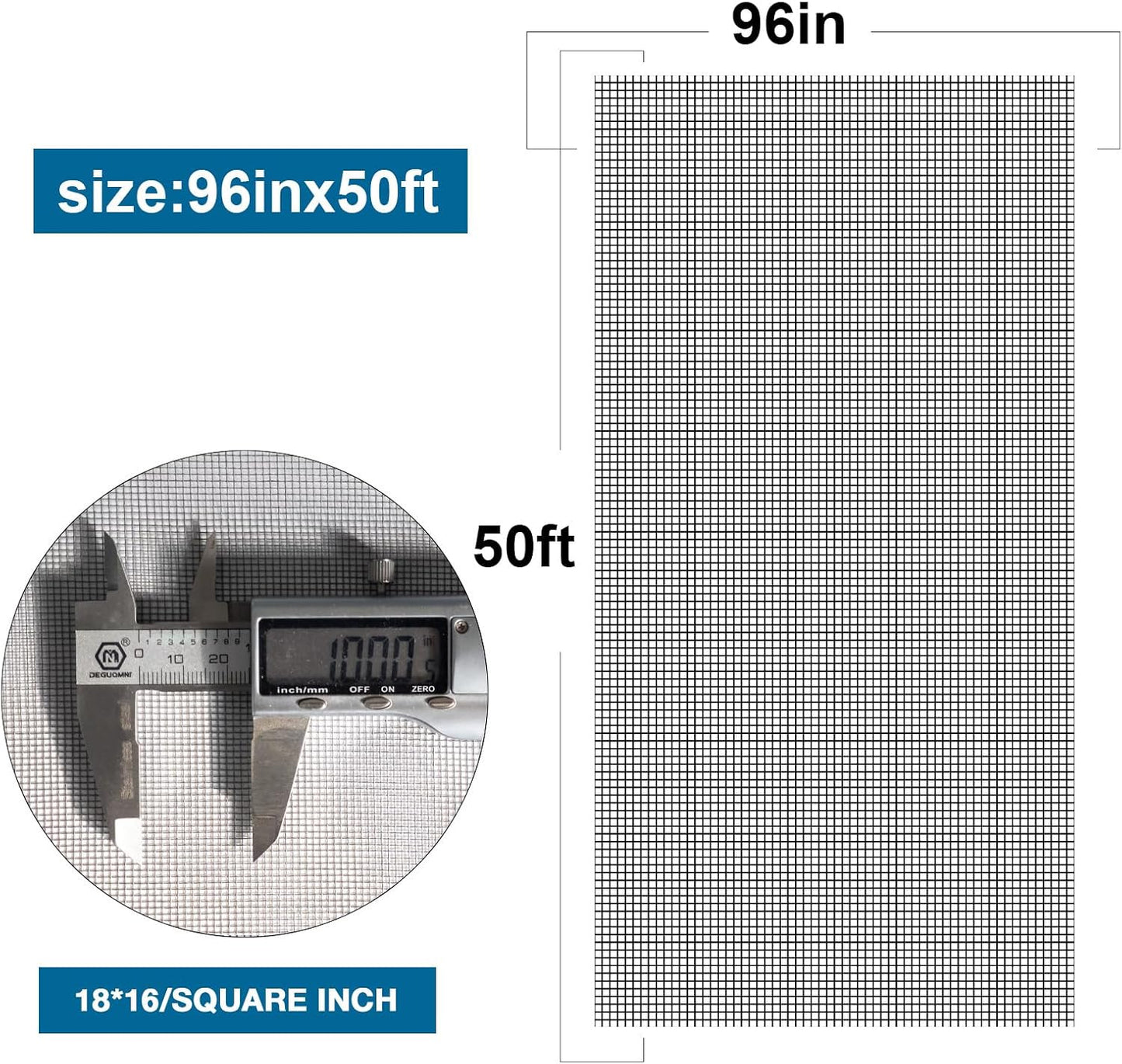 Rollo malla ventana 96x50pulg fibra vidrio ajustable
