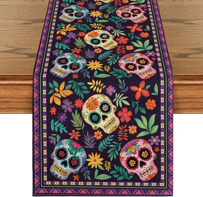Camino mesa calavera azúcar Día de los Muertos 13x120pulg