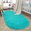 Alfombra ovalada lanuda para dormitorio niños 2.6x5.3ft azul
