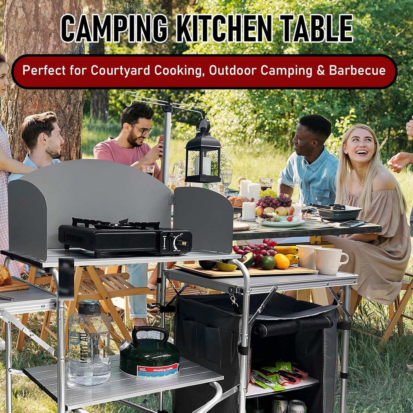 Mesa cocina plegable al aire libre aluminio organiz.