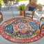 Alfombra exterior redonda color limón 3'1" multi/rojo