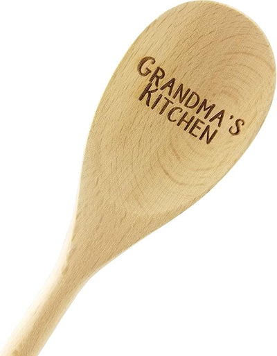Cuchara madera haya 14pulg accesorio cocina grabado reutilizable