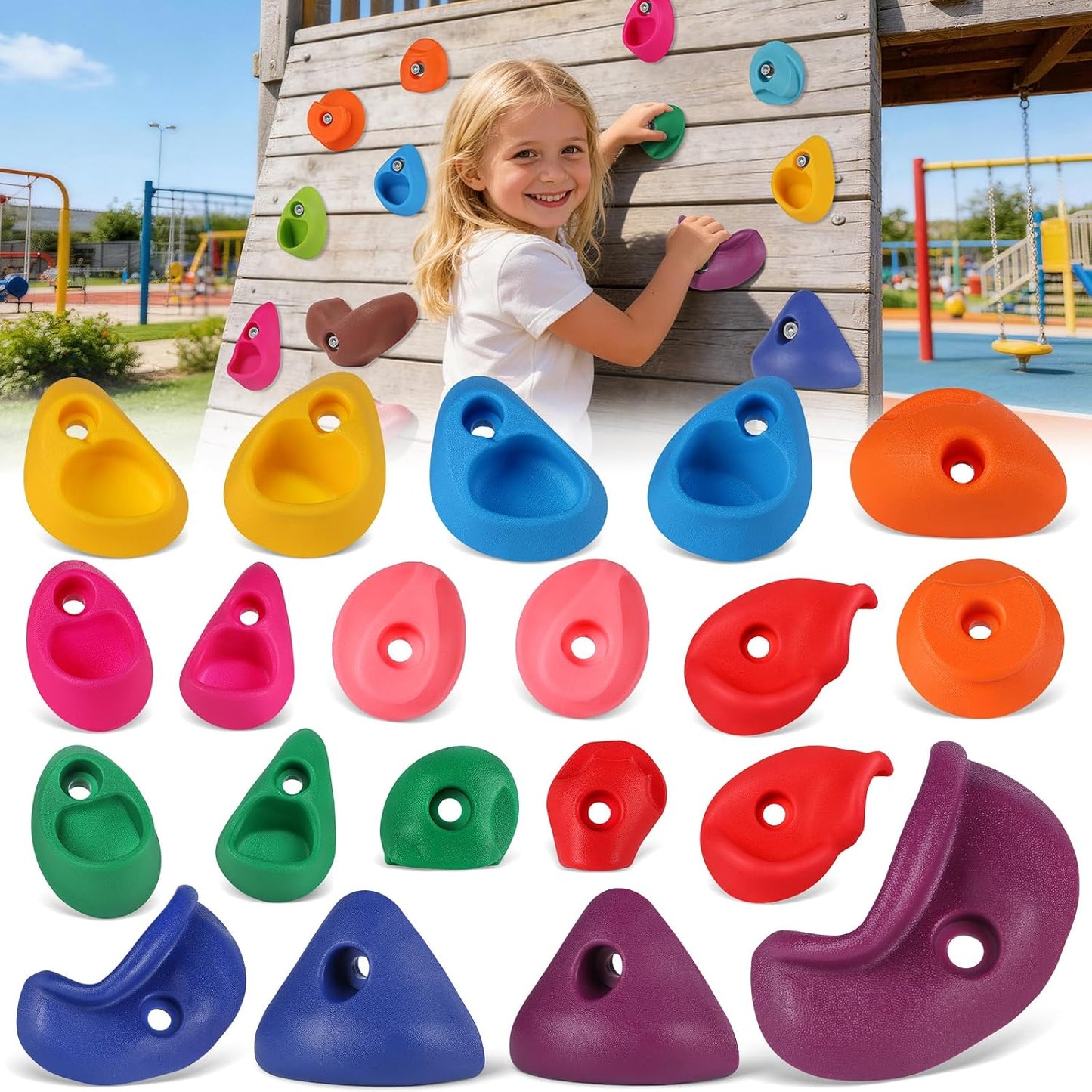 20 Pzas Agarres Pared Escalada Roca para Niños y Adultos