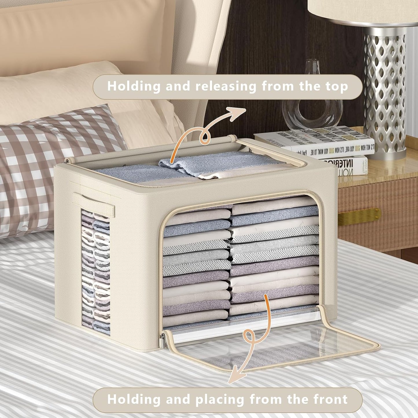 Caja almacenamiento tela Oxford plegable 3 Pzas