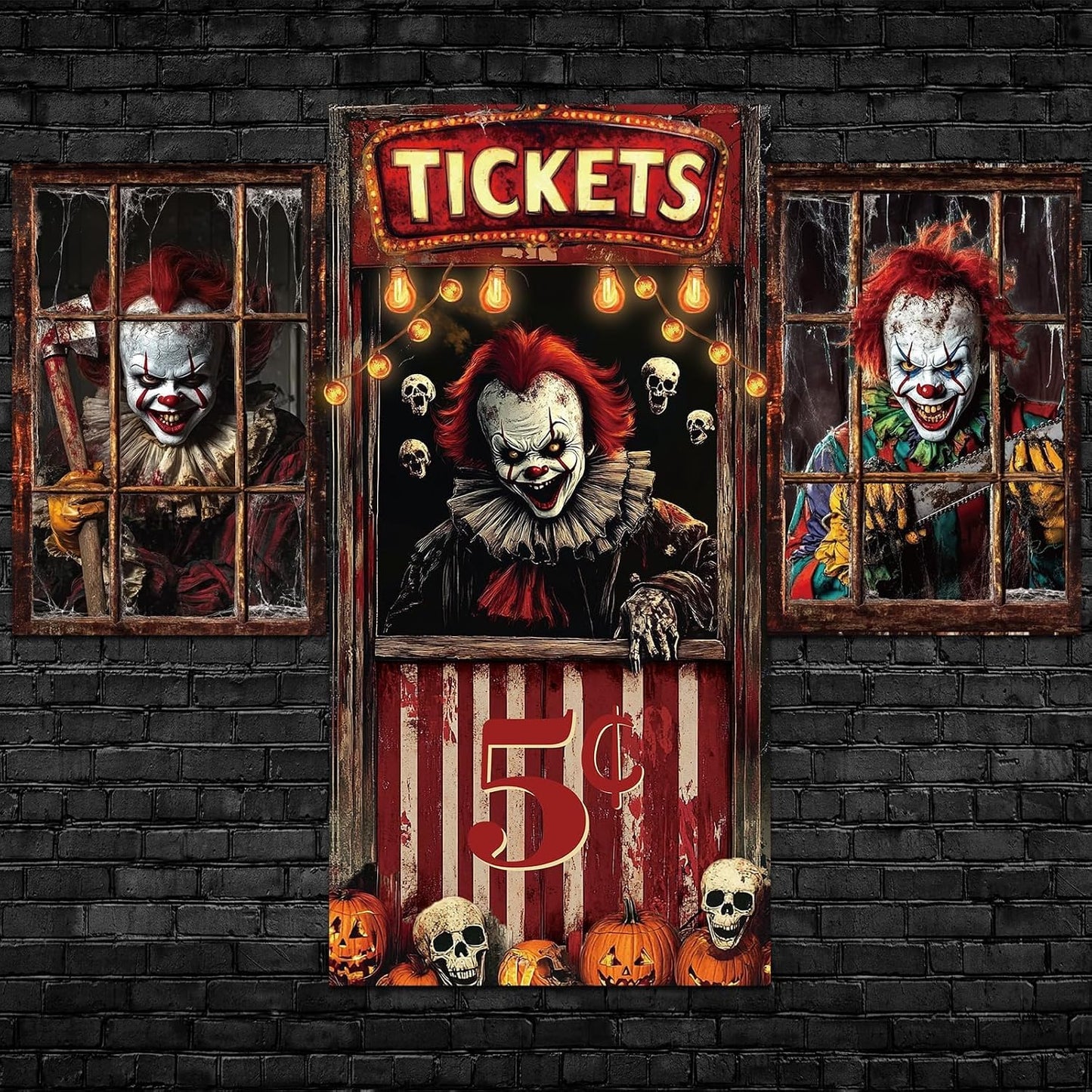 3 Pzas Cubiertas Puerta Ventana Halloween Fantasma Calavera