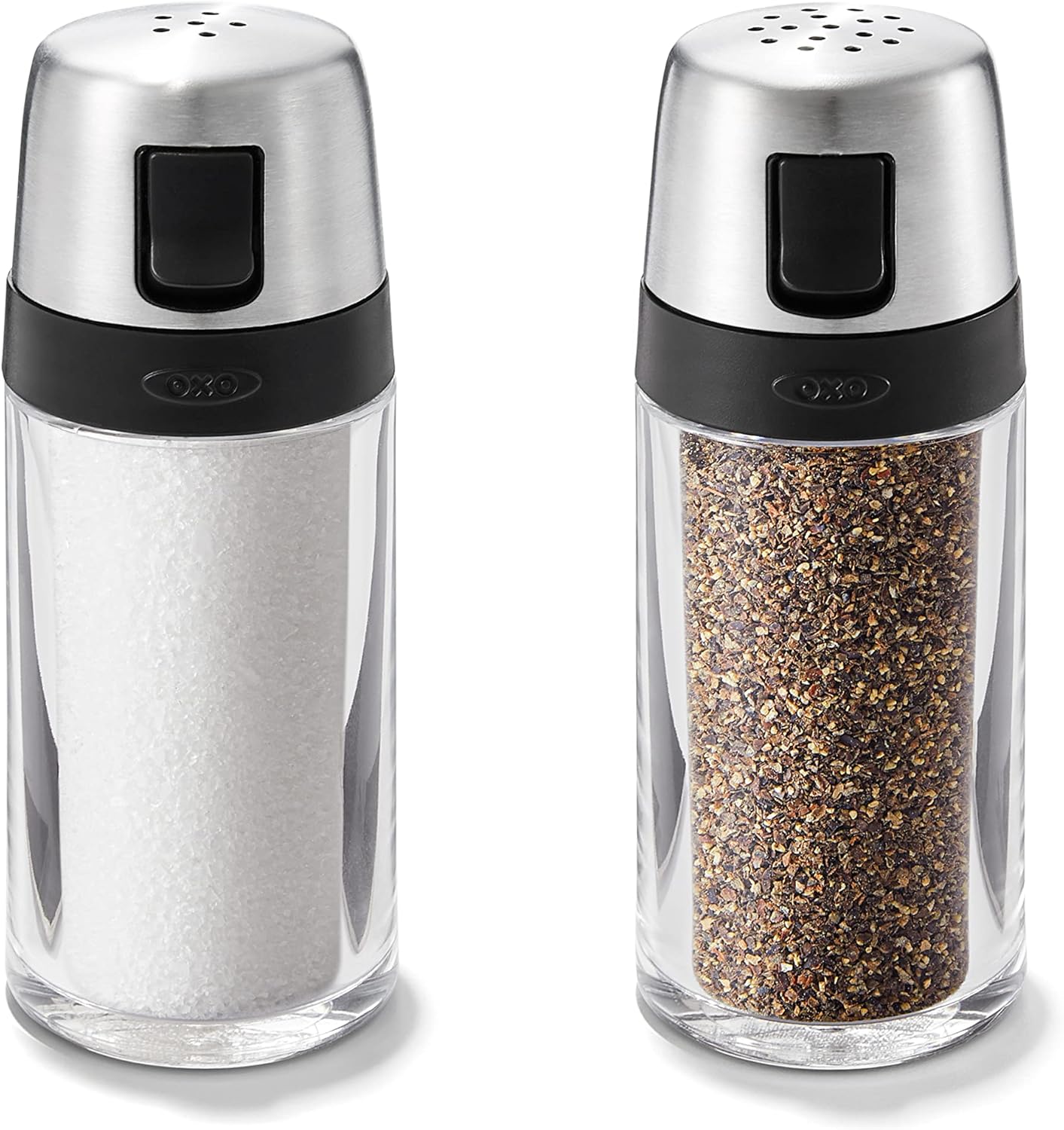 Juego salero pimentero acero inox transparente
