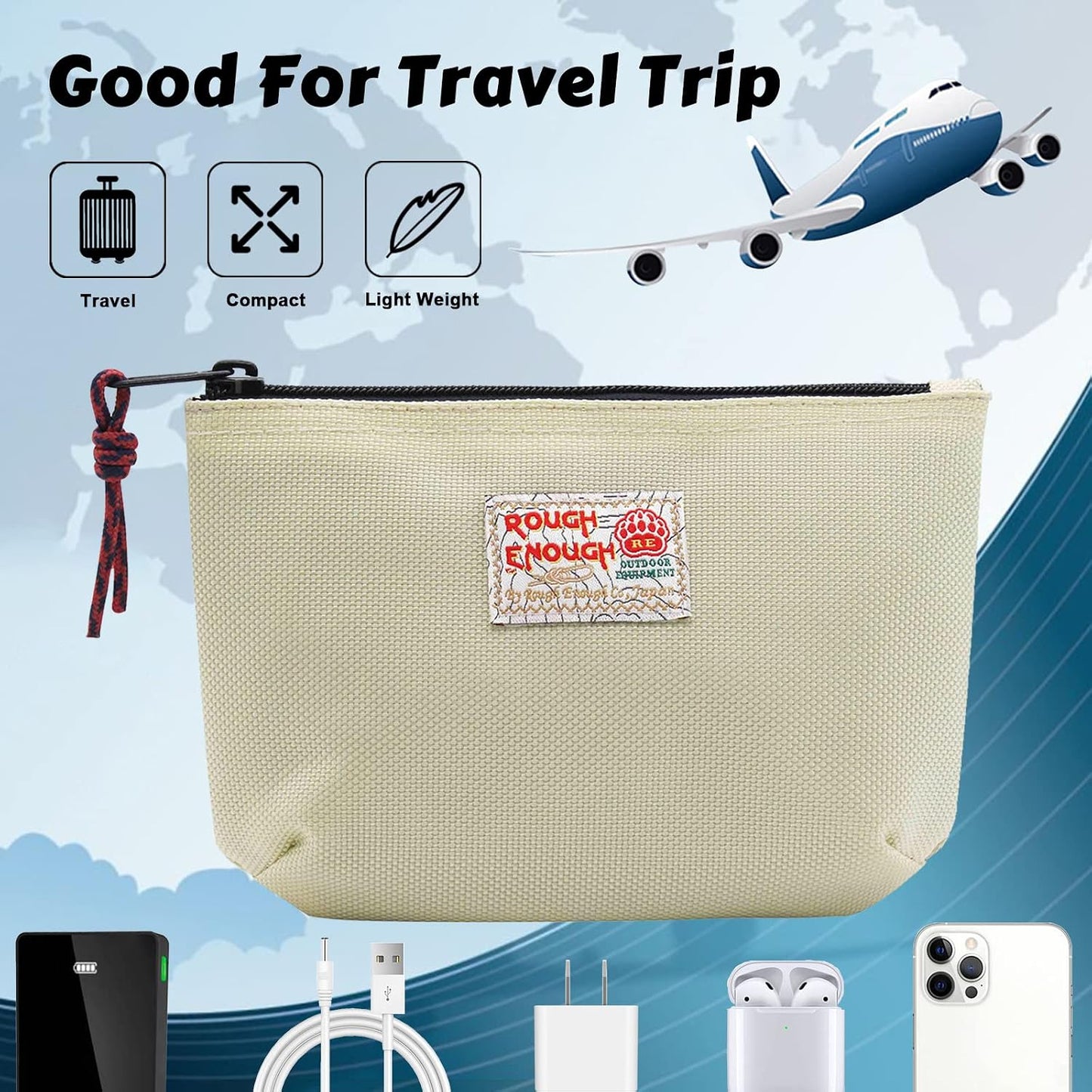 Estuche viaje para electrónica y cables color blanco roto