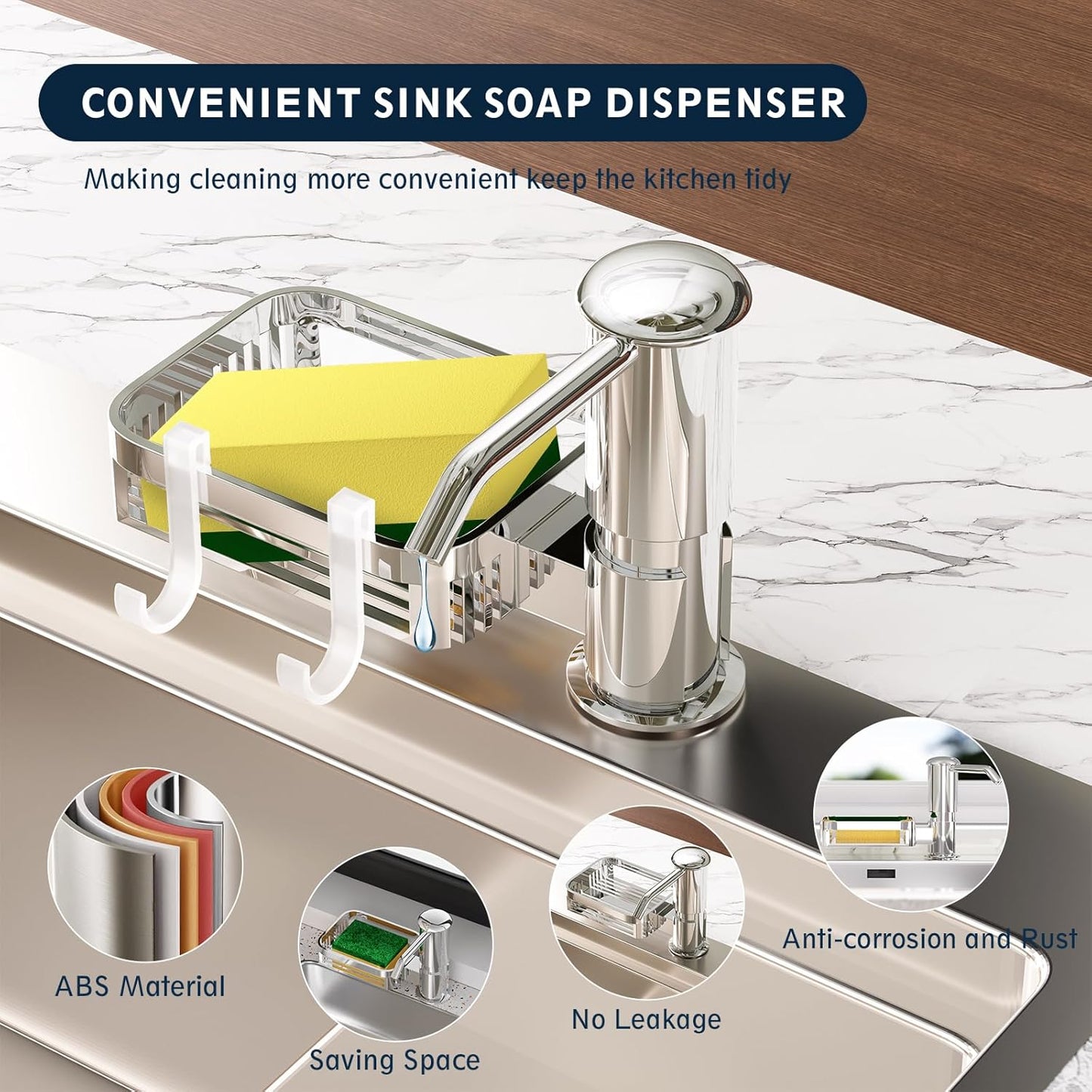 Dispensador jabón fregadero cocina con tubo 39pulg