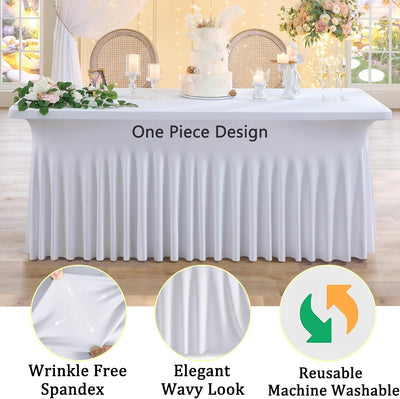 8 Faldones Elastano Blanco Mesa Rectangular 6ft Bodas