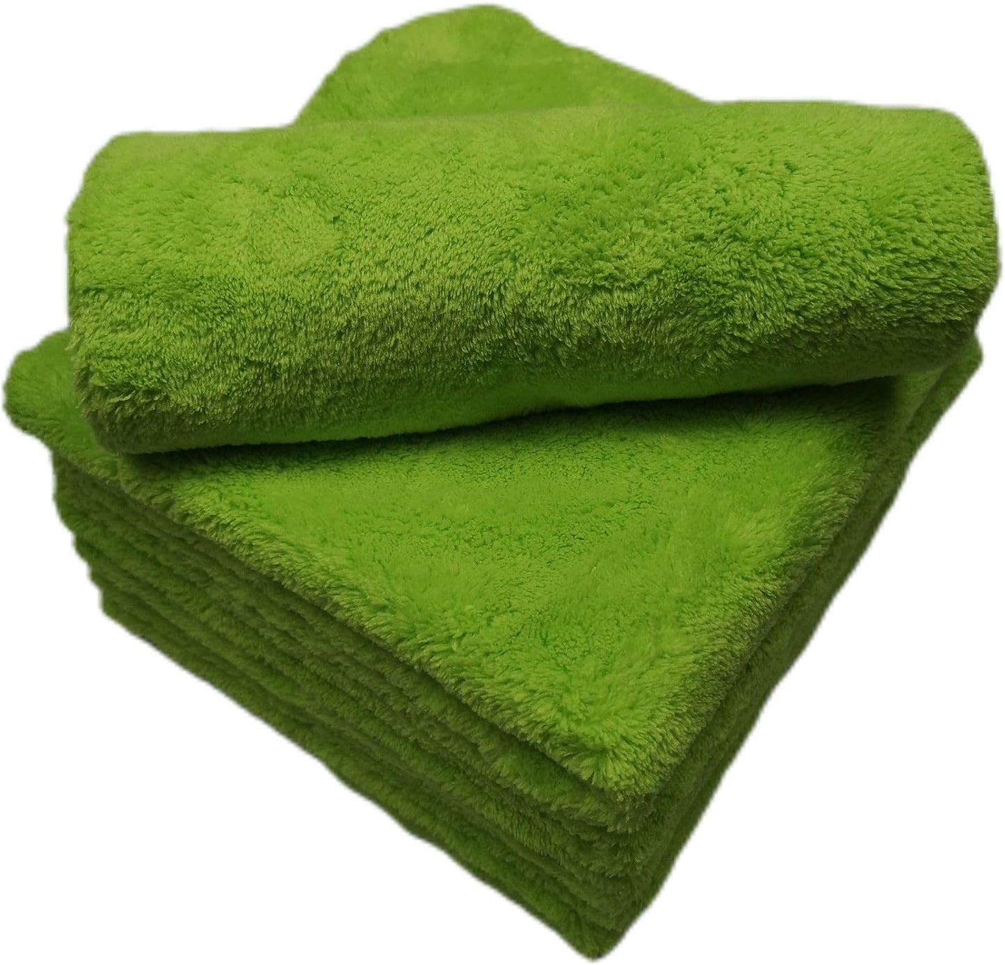 Toalla microfibra felpa sin bordes auto 16x16" 6 Pzas verde