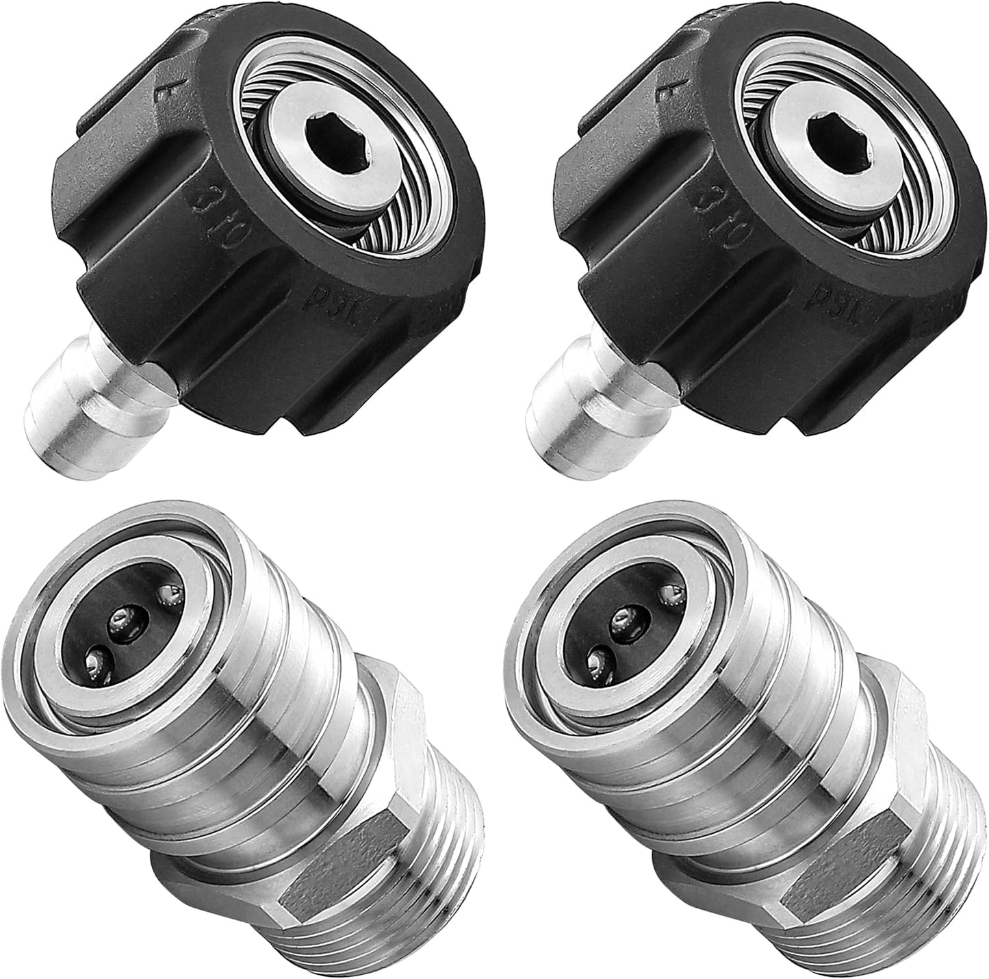 Set 4 adaptadores M22 a 1/4" acero inox